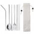 7Pcs Reusable Stainless Steel Coffee Tea Milk Drinking Straw Fork Chopsticks Set