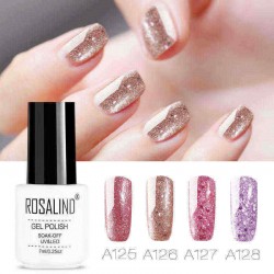 8 Colors Rose Gold Nail Gel Polish Glitter Soak-off UV Gel Varnish Nail Art Long-Lasting