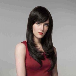 8 Colors Side Bang Long Wigs Human Hair Virgin Remy Mono Top Capless Wig