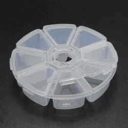 8 Compartments Circular Plastic Jewelry Troche Nail Tips Storage Box