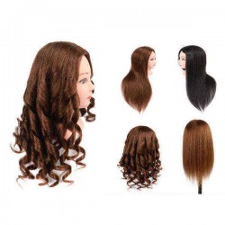 80% Human Hair Mannequin Head Yellow Natural Color With Clamp Practice Salon