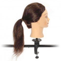 80 Percent Human Hair Hairdressing Training Head Practice Model With Clamp Real Long Hair 18 inch