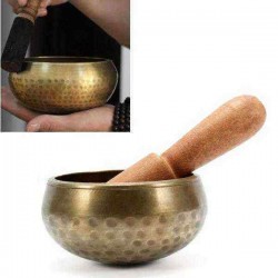 80mmTibetan Buddhist Chakra Yoga Resonance Singing Bowl Brass Healing Meditation Hammered Stick