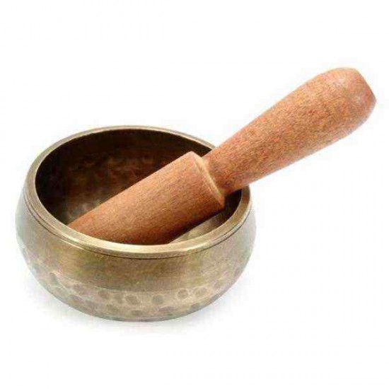 80mmTibetan Buddhist Chakra Yoga Resonance Singing Bowl Brass Healing Meditation Hammered Stick