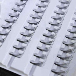 8/10/12mm Cluster Individual False Eyelashes Flare Black Fake Lash Knot 56 Stands Lashes Extension