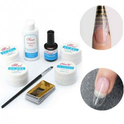 8Pcs UV Nail Gel Set Builder Primer Base UV Gel Top Coat Brush Cleanser Guide Sticker Form Nail Glue