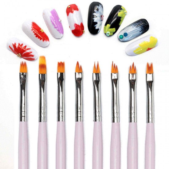 8pcs/set Acrylic Painting Brush Drawing UV Gel Flower Gradient Pen Nail Art Tool 8pcs/set Acrylic Painting Brush Drawing UV Gel Flower Gradient Pen Nail Art Tool