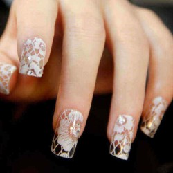 9-16 Transparent White Lace Crystal DIY Nail Sticker