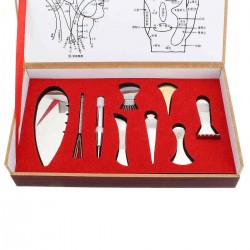 9Pcs Gua Sha Scraping Body Manual Massager Physical Therapy Stainless Steel Copper Massage Tools Set