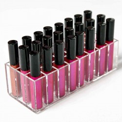 Acrylic Lipstick Organizer Lip Gloss Makeup Holder & 24 Spaces Cosmetics Storage Display