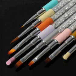 Acrylic UV Gel Nail Art Painting Drawing Pen Brush Pusher 3D DIY Design Professional