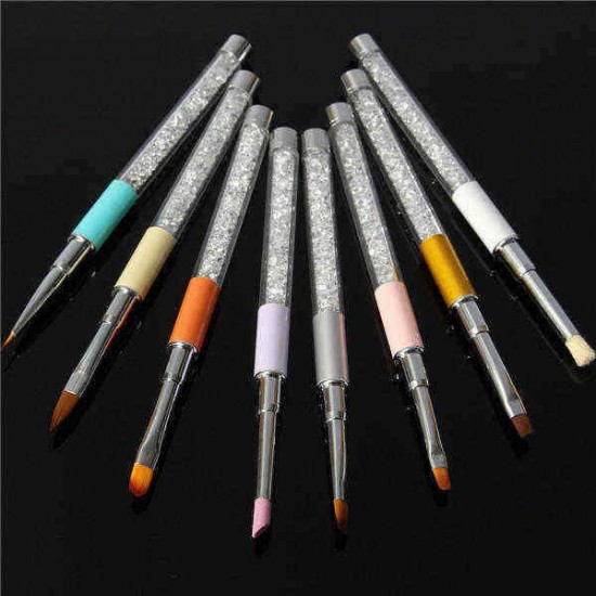 Acrylic UV Gel Nail Art Painting Drawing Pen Brush Pusher 3D DIY Design Professional