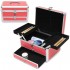 Aluminum Pink Makeup Train Case Jewelry Box Nail Polish Cosmetic Organizer Storage Handbag