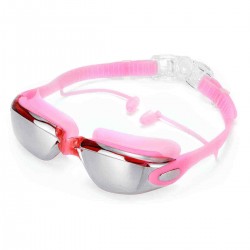 Anti-fog Swimming Goggles Electroplated / Clear Lens Glasses W/ Earplugs & Case