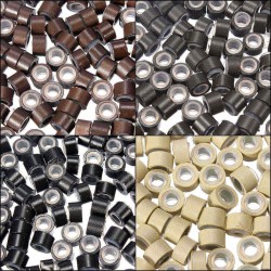 App 80 pcs Silicone Feather Hair Extension Tool Beads Micro Link Ring