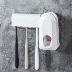Automatic Toothpaste Dispenser 5 Electric Toothbrush Holder Set Wall Mount Stand White