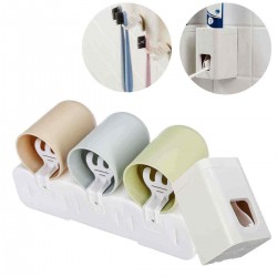 Automatic Toothpaste Dispenser 6 Electric Toothbrush Holder 3 Cups Set Wall Mounted