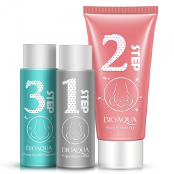 BIOAQUA 3 Steps Blackhead Remover Nose Mask Pores Smaller Essence Liquid Set Facial Skin Care