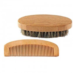 Beard Brush Comb Kit Facial Mustache Shaving Natural Boar Bristle