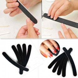 Black Nail Art Buffer Files Crescent Sandpaper Grit