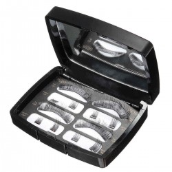 Black Soft Magnetic Eyelashes Natural Length Dual Magnets Lashes Kit Eyes Reusable Makeup Mirror