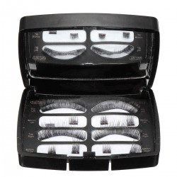 Black Soft Magnetic Eyelashes Natural Length Dual Magnets Lashes Kit Eyes Reusable Makeup Mirror