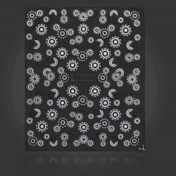 Black White Sun Nail Art Sticker Water Transfer Decals