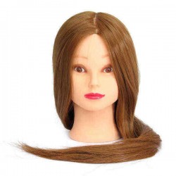Brown 18 Inch Long Straight Hair Training Model Mannequin Practice Head Salon Cutting