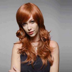 Brown Long Wave Capless Virgin Human Hair Curly Wig Side Bang Remy Mono Top 60cm 8 Colors