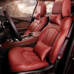 Car Headrest Lumbar Waist Seat Pillow PU Leather Travel Soft Cushion Support