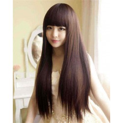 Charming Fluffy Straight Wig High-Temperature Fiber Natural Long Hair Full Wigs Party 3 Colors Cute