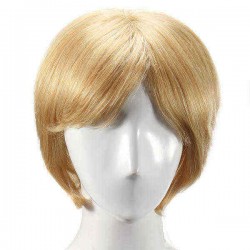 Charming Human Hair Wig Short Straight Side Bang Fluffy Capless Virgin Remy Mono Top