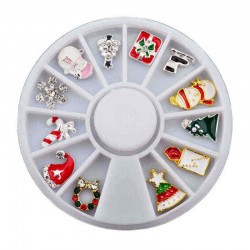 Christmas Nail Art Decoration Wheel Snowman Snowflake Sled Rhinestones DIY Design