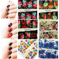 Classical Flower Pattern Design Water Transfer Nail Art Sticker Decal