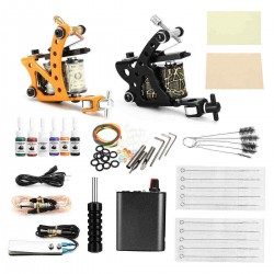 Complete Tattoo Kit 2PCS Tattoo Machine Set Ink Needles Power Supply Grip