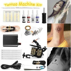Complete Tattoo Kit Tattoo Machine Set Ink Needles Power Supply Grip Tips