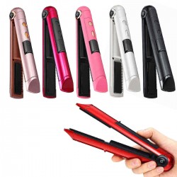 Cordless USB Charge Hair Straightener Curler LED Display Adjustment Waterproof Ceramic