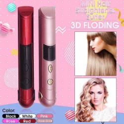 Cordless USB Charge Hair Straightener Curler LED Display Adjustment Waterproof Ceramic