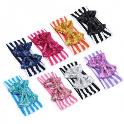 Cotton Stripe Sequins Adorable Baby Girls Headbrand Hair Accessories Hoops Hair Band