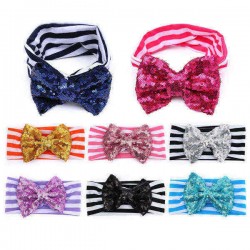 Cotton Stripe Sequins Adorable Baby Girls Headbrand Hair Accessories Hoops Hair Band