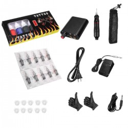 D3017 Complete Tattoo Kit Motor Pen Machine Tattoo Machine Color Inks Power Supply Needles