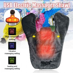 DC 5V USB Electric Neck Shoulder Heated Massager Shawl Heating Pad Vibration Winter Warmer