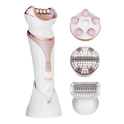 DIGOO 4 In 1 Wet Dry Electric Epilator Shaver Hair Removal Kit with Massage Roller Facial Cleanser Brush for Face Underarm Bikini Line Body Depilation