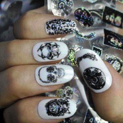 Dancingnail Halloween Skull Head Nail Sticker Punk Style Zombie Design Decoration
