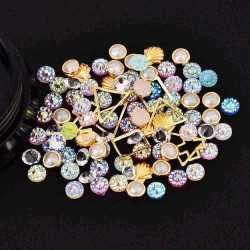 Dancingnail Mixing Pearl Shell Cololful Nail Decoration Beads Rhinestone Manicure Ornaments