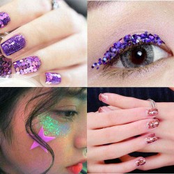 Dark Purple Nail Art Glitter Powder Sheet 1mm Sequins Sparkly Colorful Iridescent Acrylic Tips 10ml
