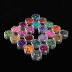 Diamond Glitter Powder Slice Nail Art Tip Decoration 24 colors