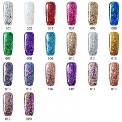 Diamond Nail Gel Polish Metal Sequins Gel Polish Need UV/ LED Lamp Nail Art 20 Color For Choice