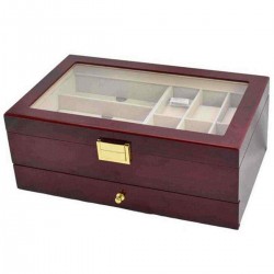 Double Layer Wooden Jewelry Watch Box Eye Reading Myopia Sunglasses Glasses Storage Box Display Slot Case