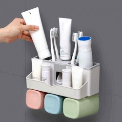 Easy Install Wall Mounted Toothbrush Holder Bathroom MultiPurpose Strong Suction Toothbrush Caddy
